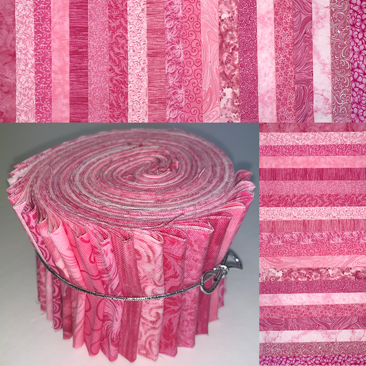 Pink Mix 2.5" Roll - 20 Fabrics, 20 Total Strips