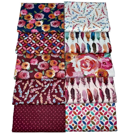 Riley Blake "Poppies & Plumes" Half-yard Bundle - 10 Fabrics, 5 Total Yards