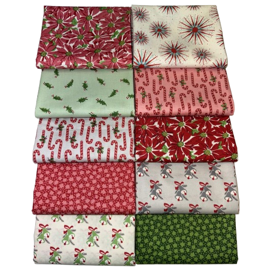 Andover/Makower UK "Retro Ho-Ho" Half-yard Bundle - 10 Fabrics, 5 Total Yards