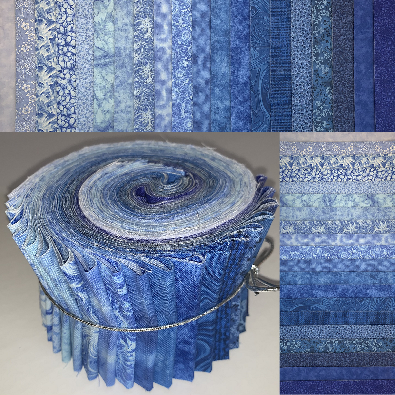 Rhapsody In Blue 2.5" Roll - 20 Fabrics, 20 Total Strips