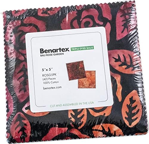 Charm Pack 5x5 Squares - Benartex Bali Batik Rose Garden - 40 5" Squares