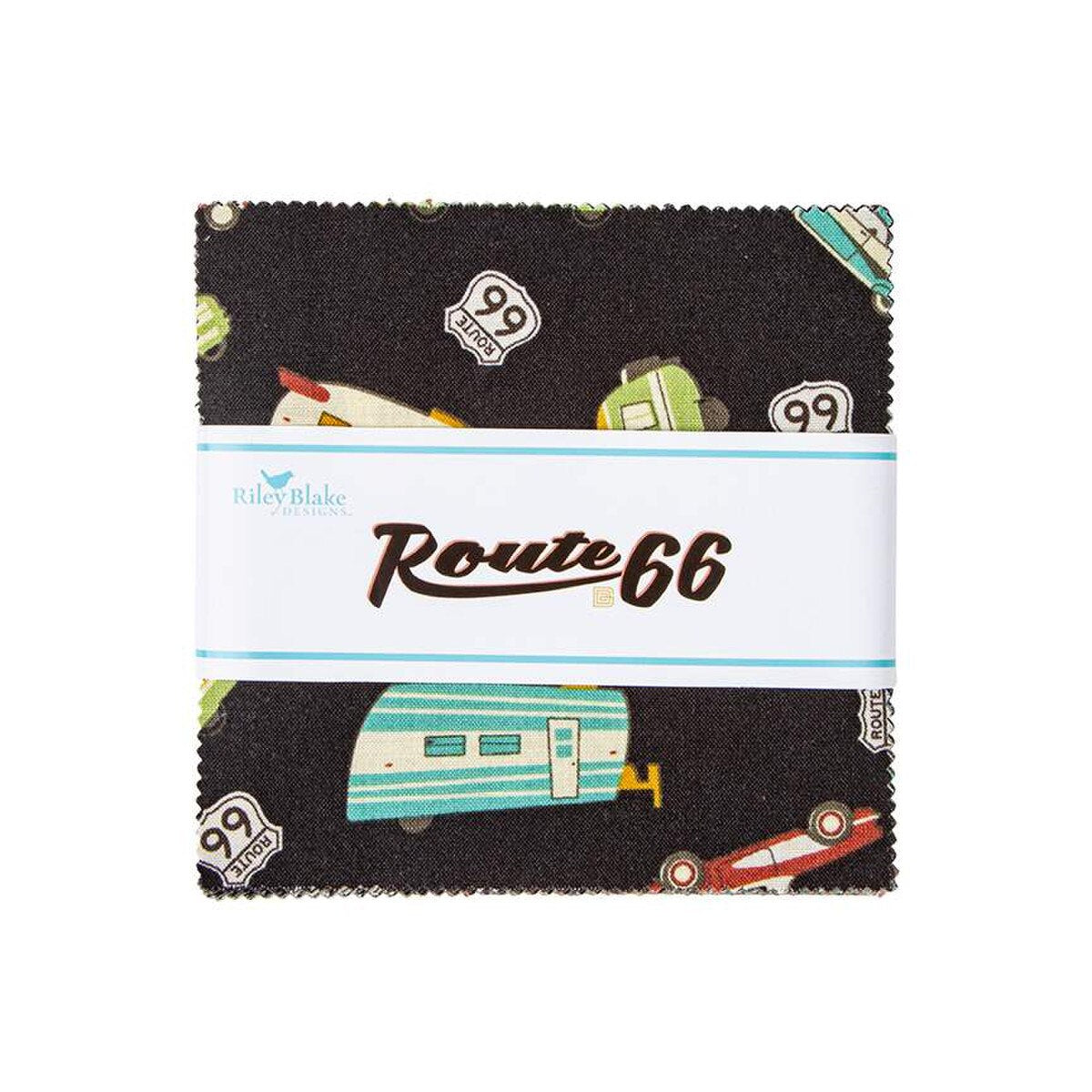 Charm Pack 5x5 Squares - Riley Blake Route 66 5-inch Stacker - 40 5" Squares