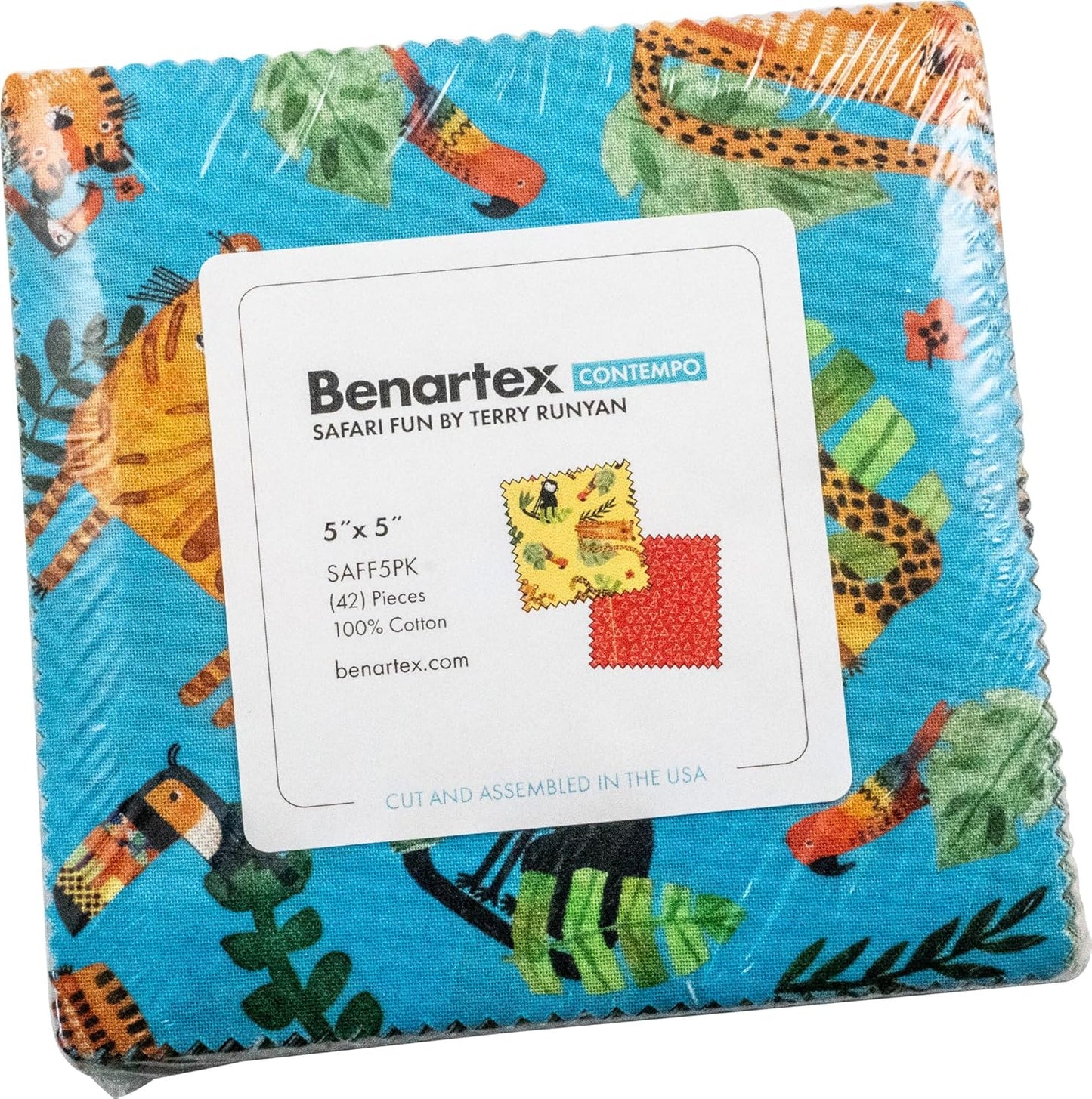 Charm Pack 5x5 Squares - Benartex Safari Fun - 40 5" Squares