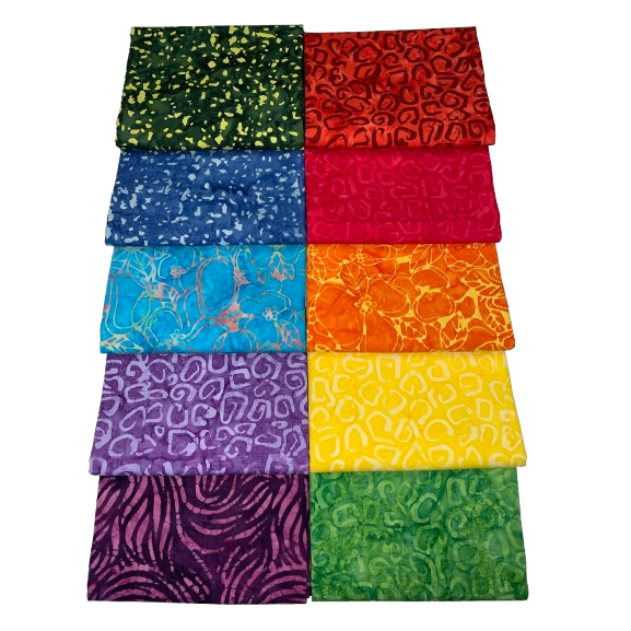 Anthology Batiks "Quiltessentials Splash" Half-yard Bundle - 10 Fabrics, 5 Total Yards