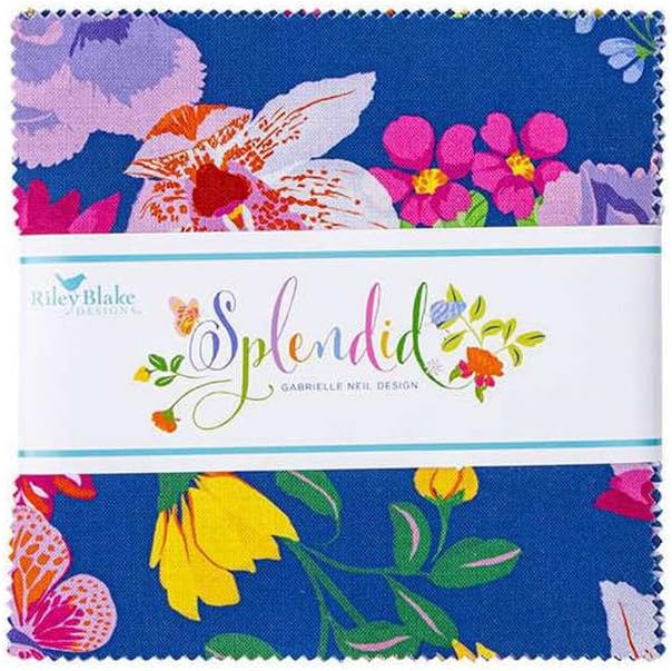 Charm Pack 5x5 Squares - Riley Blake Splendid 5-Inch Stacker - 40 5" Squares