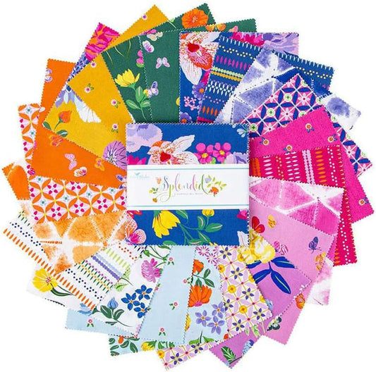 Charm Pack 5x5 Squares - Riley Blake Splendid 5-Inch Stacker - 40 5" Squares