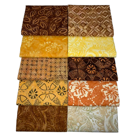 Anthology Batiks "Sun And Sand" Half-yard Bundle - 10 Fabrics, 5 Total Yards