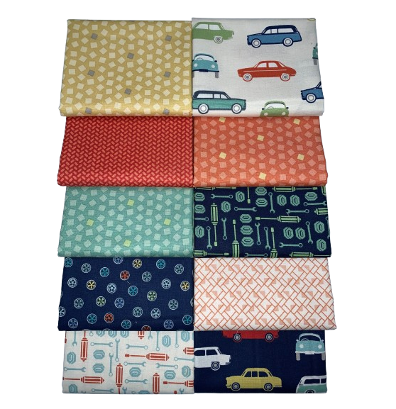 Andover "Sweet Ride" (Cars, Tools) Half-yard Bundle - 10 Fabrics, 5 Total Yards