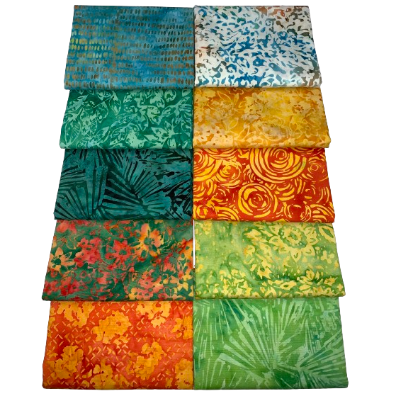 Anthology Batiks "Tigerlily" Half-yard Bundle - 10 Fabrics, 5 Total Yards