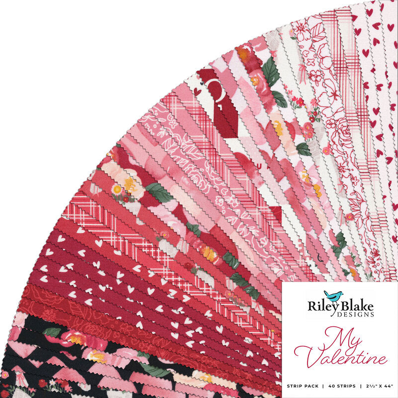 Riley Blake My Valentine 2.5" Strips - 40-Strip Rolie Polie