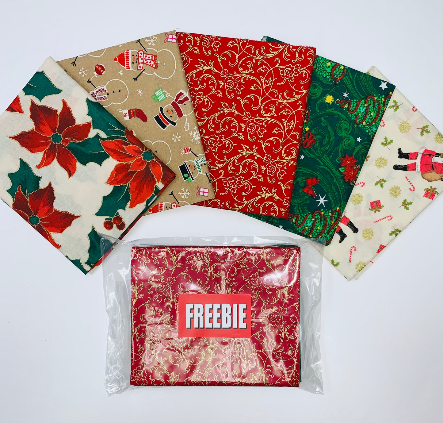 (Promo Is Now Over) Holiday 5-pc Fat Quarter Freebie w/Any 40-Strip Roll/Pack!
